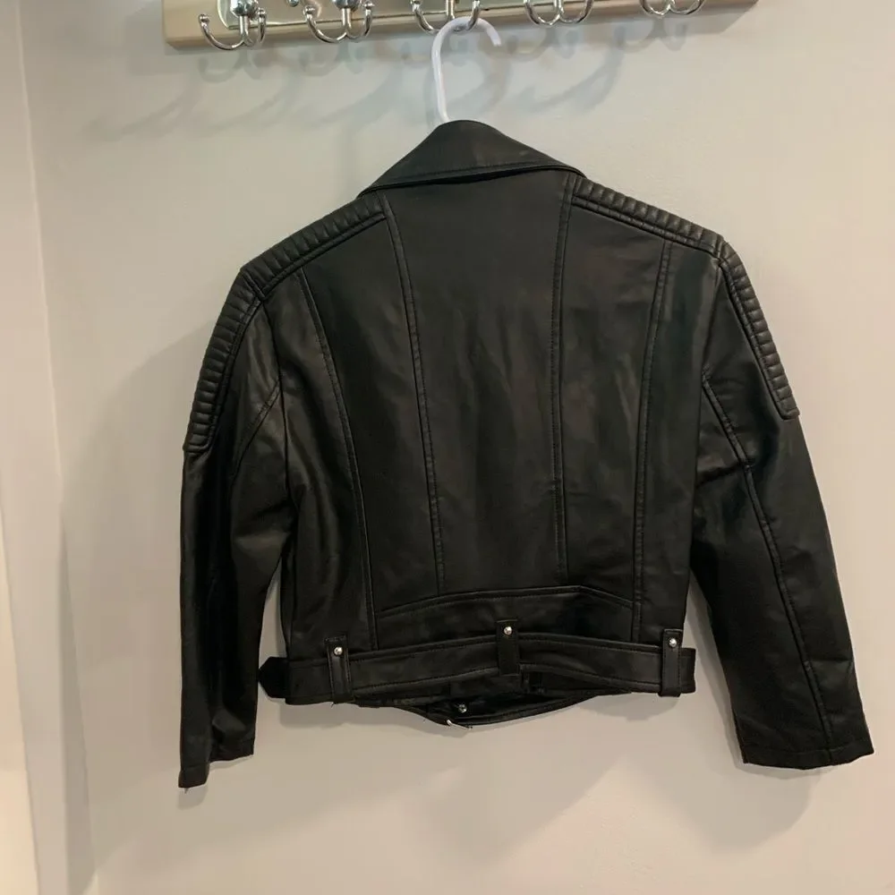 Kids Black Faux Leather Biker Jacket